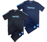 Egidiosrl SSC NAPOLI Pigiama uomo napoli mezza manica pantaloncino 100% cotone ART CN7011 (BLU, L)