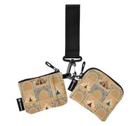 Egitto Donne Antiche Porta Carte di Credito Portamonete Mini Moda Portafoglio Carta di Credito Organizer con Cerniera Tasca Monete per Le Donne 2 Pz Mujer para tarjetas