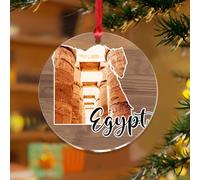 Egitto Ornamento di Natale Architettura Mappe Costruzione Arte Scenic Divertente Ricordo Dischi Acrilici Trasparenti Famosi Luoghi di Città Poster Pallina di Natale per la Decorazione dell'albero di
