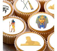 Egitto Piramide Egiziani 24 commestibili PRE CUT stile bambini decorazioni per feste per bambini Wafer Carta Cupcake Fairy Cake Toppers
