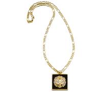 Egiziano Collana Nuova Bicolore Pendente Quadrato Con 61cm 5mm Figaro Collana