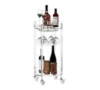 Eglaf Carrello da bar in acrilico, rotondo, a 2 livelli, con ruote bloccabili, porta bicchieri, per bar, soggiorno, cucina, 39,9 cm di profondità x 39,9 cm di larghezza x 79 cm di altezza, trasparente