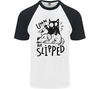 Egli ad Aletta a Cat Murdering Un Cane Divertente DA UOMO S/S Baseball T-Shirt
