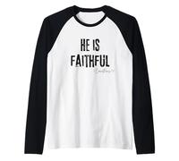 Egli è Fedele 1 Corinzi 1:9 Bibbia Fede Speranza Fiducia Maglia con Maniche Raglan