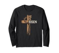 Egli è Risorto Croce Gesù Pasqua Cristiana Pasqua Pasquale Matteo 28 Maglia a Manica