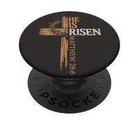 Egli è Risorto Croce Gesù Pasqua cristiana Pasqua pasquale Matteo 28 PopSockets PopGrip Adesivo