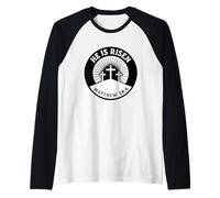 Egli è risorto Matteo 28:6 Versetto biblico Fede cristiana Maglia con Maniche Raglan