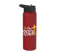 Egli è risorto Pasqua Gesù Cristiano Religioso Resurrezione Stainless Steel Insulated Water Bottle