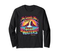 Egli Mi Conduce Accanto Still Waters Salmo 23:2 Maglia a Manica