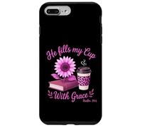 Egli riempie la mia tazza con grazia Christian Coffee Bibbia Salmo 23:5 Custodia per iPhone 7 Plus/8 Plus