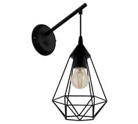 EGLO - TARBES APPLIQUE CON BRACCIO IN METALLO E 1 PARALUME PENDENTE DIAMANTE NERO E27 1X60W 49081
