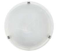 Eglo Salome Lampada da soffitto classica, lampada da soggiorno in metallo e vetro alabastro, lampada da cucina in colore cromato, bianco, lampada da corridoio con attacco E27, diametro 30 cm