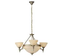 Lampadario A Sospensione Vintage Marbella Metallo Brunito Vetro 6 Luci E14