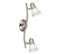 EGLO - DAKAR 1 PLAFONIERA NICKEL OPACO CON 2 FARETTI MOBILI E PARALUMI IN VETRO BIANCO E14 2X40W 88473