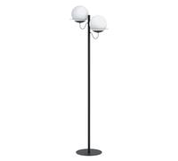 EGLO 98366 - Lampada a stelo Sabalete, 2 luci, moderna, in acciaio e vetro, lampada da soggiorno in nero, bianco, opale opaco, lampada con interruttore a pedale con attacco E27, 98366