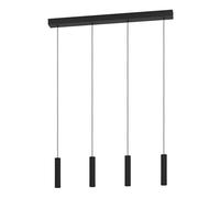 Eglo Almudaina - Lampada a sospensione da tavolo a 4 luci, lampada per sala da pranzo in metallo nero, colore luce bianco caldo, 84 cm