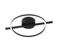 Eglo Amandolo Plafoniera LED, lampada da soffitto ad anello dimmerabile con telecomando, plafoniera geometrica in metallo nero, colore luce bianca caldo-bianca fredda, retroilluminazione RGB