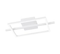 Eglo Amandolo Plafoniera LED, lampada da soffitto quadrata dimmerabile con telecomando, plafoniera geometrica in metallo bianco, colore luce bianca caldo-bianca fredda, retroilluminazione RGB