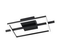 Eglo Amandolo Plafoniera LED, lampada da soffitto quadrata dimmerabile con telecomando, plafoniera geometrica in metallo nero, colore luce bianca caldo-bianca fredda, retroilluminazione RGB
