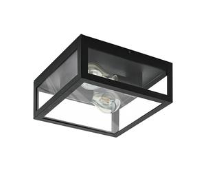 Eglo Amezola lampada da soffitto a 2 luci, industriale, vintage, lampada | da parete interna in acciaio e vetro, lampada per la cucina, color nero, trasparente, lampada da bagno, attacco E27, IP44
