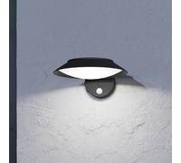 EGLO Lampada a muro LED per esterni Cerrisi, lampada solare per esterni con rilevatore di movimento, plastica nera, illuminazione per esterni, IP44