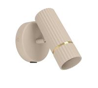 Eglo Applique Caminia, lampada a muro per interni con faretti regolabili, con interruttore, camera da letto, metallo beige e oro, lampadina GU10, luce bianca calda