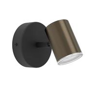 Eglo Applique Consuma 1, lampada da parete bagno con faretti orientabili, illuminazione da camera in metallo nero e bronzo, luce bagno con attacco GU10, IP44