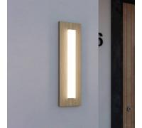 EGLO Binetto - Lampada da parete LED per esterni, applique rettangolare per esterni, in metallo con aspetto in legno, luce bianca calda, IP44