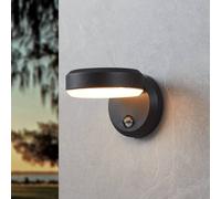 EGLO Applique da esterni LED Fornaci, nera, larghezza 16 cm, con sensore EGLO