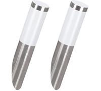 Eglo Applique da esterno a LED Helsinki, lampada da esterno a 1 fiamma, applique in acciaio inox in argento e plastica in bianco, attacco E27, IP55 (Confezione da 2)