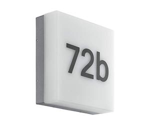 EGLO Applique da esterno Led Cornale, lampada da esterno a uno punto luce | con sensore di luce diurna e numeri civici, applique in plastica, antracite, bianco, IP44
