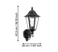 EGLO Applique da esterno Navedo, nero/argento, altezza 47 cm, verso l'alto EGLO