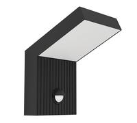 Eglo Applique esterna Grottazzolina, lampada da parete con sensore di movimento, alluminio nero, luce calda, IP54