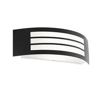 Eglo Applique esterna Leiros, illuminazione muro casa, applique curva esterna in metallo nero, lampada da parete esterna con portalampada E27, IP44
