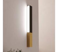 Eglo Tudons - Lampada a LED da parete, applique per interni, lampada da parete minimalista in metallo nero e legno naturale, bianco caldo