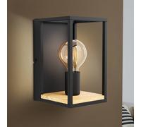 EGLO Applique Libertad, larghezza 14 cm, nero/legno, acciaio EGLO