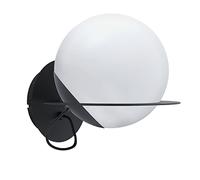 Eglo Applique Sabalete, lampada da parete moderna a 1 fiamma, lampada da interno in acciaio e vetro, lampada soggiorno, lampada corridoio in nero, bianco, opale satinato, attacco E27
