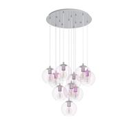 EGLO Ariscani 2 - lampada a sospensione, 10 luci con effetto | iridescente, per scale, riflessi colorati, lampadario da galleria in metallo cromato e vetro, attacco E27, diametro 64,5 cm