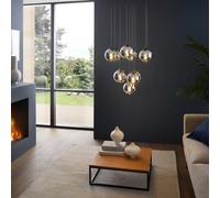 Lampadario Moderno Ariscani 10 Luci Acciaio Nero