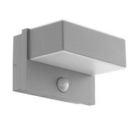 Eglo Applique da esterno Azzinano LED 2 luci con sensore, metallo argento/plastica bianco IP44