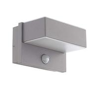 Eglo Azzinano Applique da esterno a LED, lampada da esterno a 2 luci con rilevatore di movimento, applique a sensore in metallo color argento e plastica color bianco, IP44