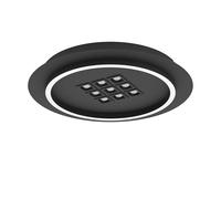 Eglo Balazote Plafoniera a LED, rotonda, lampada da ufficio, dimmerabile con telecomando, metallo nero e plastica bianca, luce bianca calda e fredda, diametro 38 cm
