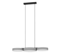 Lampadario A Sospensione Moderno Barbano-Z Acciaio Nero 3 Luci Led 7,5W
