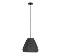 Eglo Barlaston - Lampadario a 1 luce per il tavolo da pranzo, lampadario per sala da pranzo in tessuto grigio e metallo nero, lampadario con attacco E27, diametro 35 cm