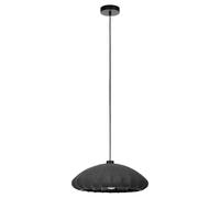 Eglo Barlaston - Lampadario a 1 luce per il tavolo da pranzo, lampadario per sala da pranzo in tessuto grigio e metallo nero, lampadario con attacco E27, diametro 45 cm