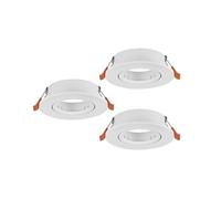 Eglo Barranco - Set da 3 faretti incasso, rotondi, orientabili, senza lampadine, soffitto in plastica colore bianco, attacco GU10, diametro di 9 cm