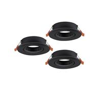 Eglo Barranco - Set da 3 faretti incasso, rotondi, orientabili, senza lampadine, soffitto in plastica colore nero, attacco GU10, diametro di 9 cm