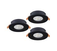 Eglo Barranco - Set da 3 faretti LED incasso, soffitto con interruttore DIP, orientabili, in plastica colore nero, bianco caldo-bianco freddo, lampadina GU10, diametro 9 cm