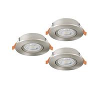 Eglo Barranco - Set da 3 faretti LED incasso, soffitto con interruttore DIP, orientabili, in plastica colore argento, bianco caldo-bianco freddo, lampadina GU10, diametro 9 cm