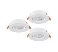 Eglo Barranco - Set da 3 faretti LED incasso, soffitto con interruttore DIP, orientabili, in plastica colore bianco, caldo-bianco freddo, lampadina GU10, diametro 9 cm